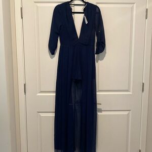 Flowing dress with shorts and sheet bottom in Navy Blue